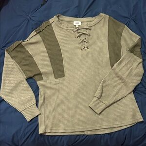 BKE Two-Tone Lace-Up Sweatshirt